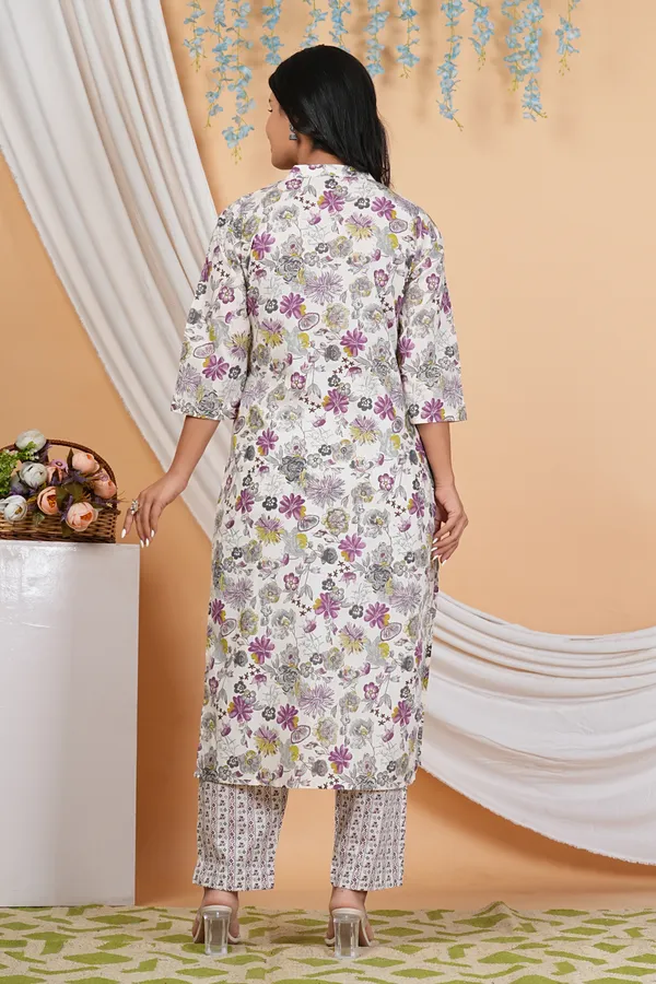 White_Purple_Straight_Suit_For_Women