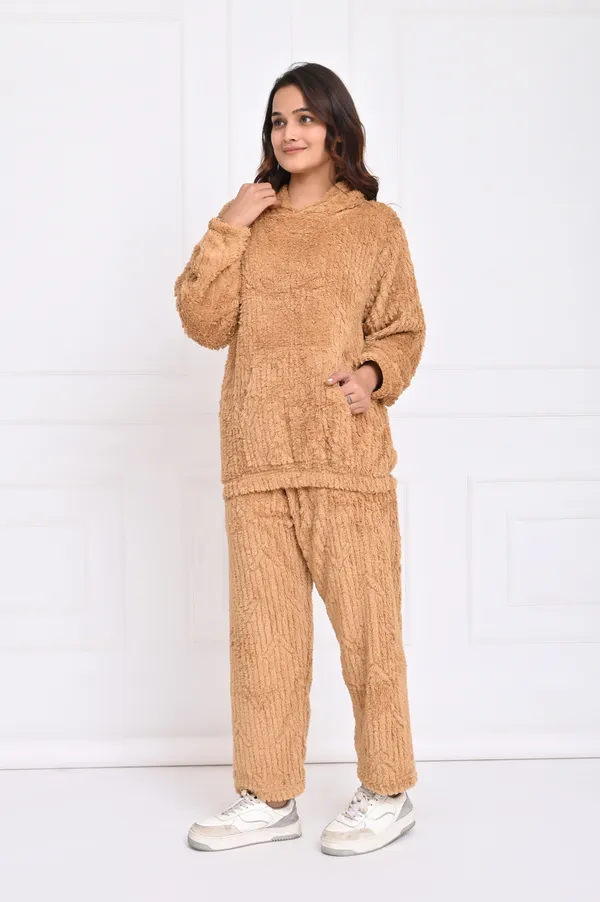 Brown_Winterwear_Night_Suit_With_Hoodie_For_Women