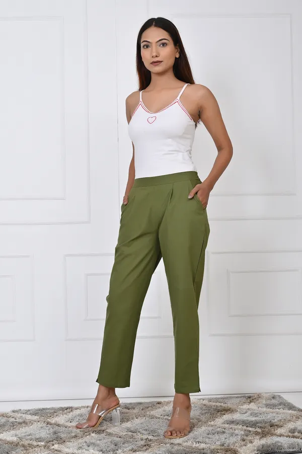 Mehandi_Green_Cotton_Pant_For_Women