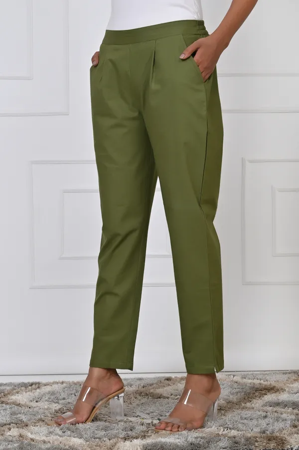 Mehandi_Green_Cotton_Pant_For_Women