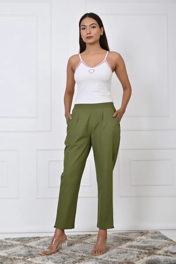 Mehandi_Green_Cotton_Pant_For_Women