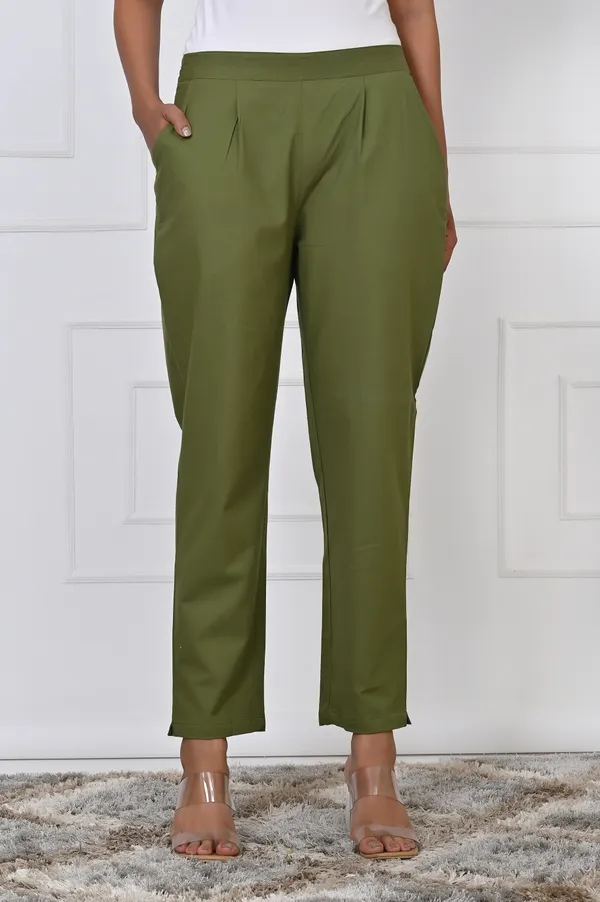 Mehandi_Green_Cotton_Pant_For_Women