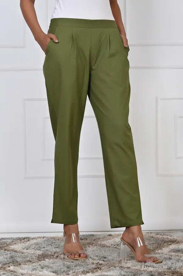 Mehandi_Green_Cotton_Pant_For_Women