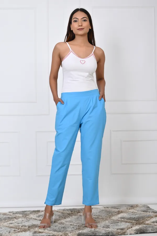 Sky_Blue_Cotton_Pant_For_Women