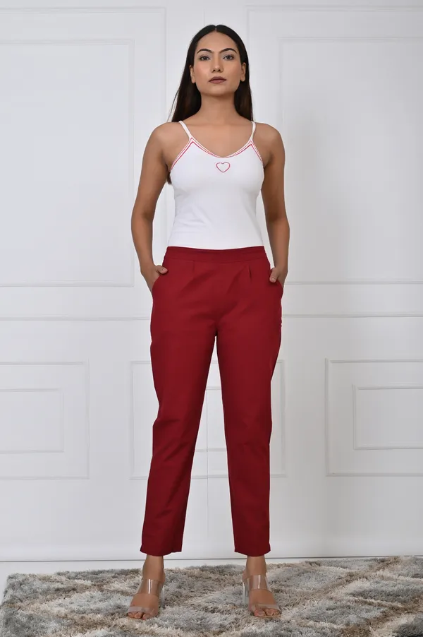 Maroon_Cotton_Pant_For_Women