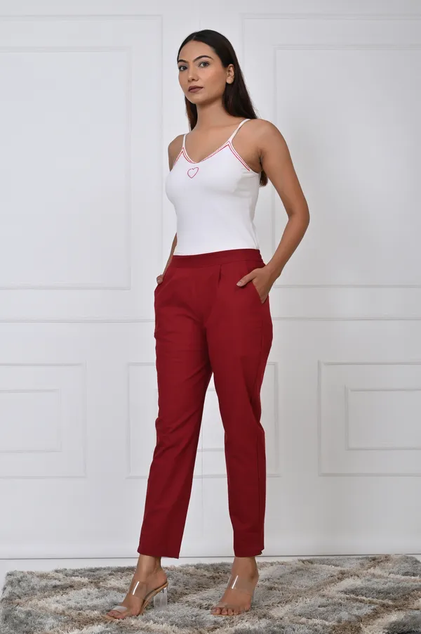 Maroon_Cotton_Pant_For_Women