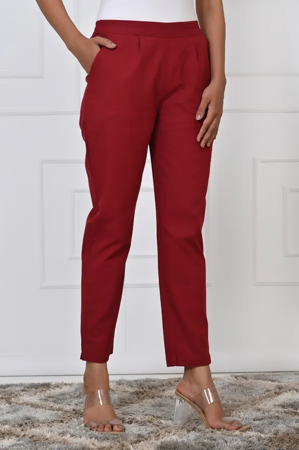 Maroon_Cotton_Pant_For_Women