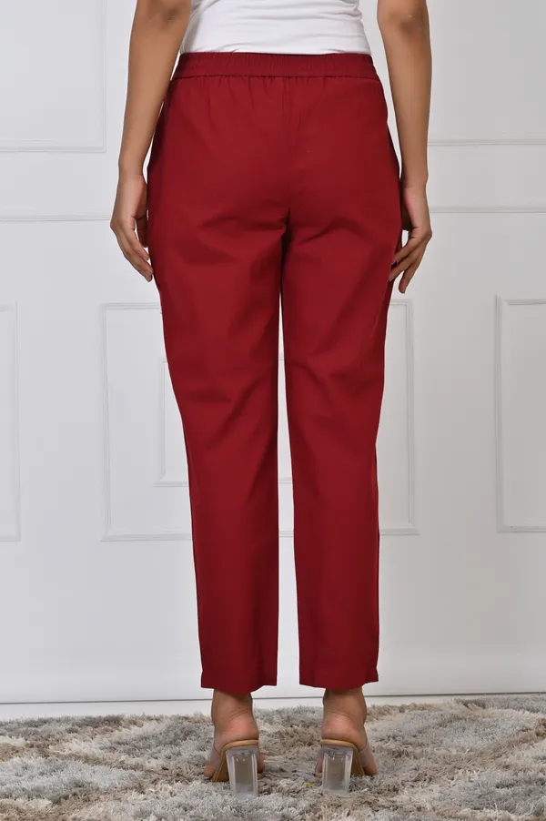 Maroon_Cotton_Pant_For_Women