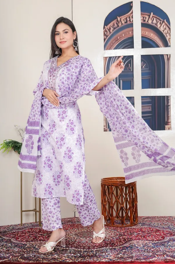 White_Purple_Straight_Suit_For_Women