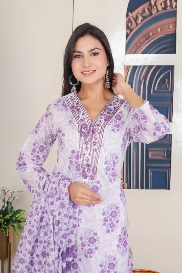 White_Purple_Straight_Suit_For_Women