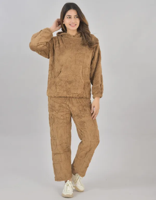 Brown_Winterwear_Night_Suit_With_Hoodie_For_Women
