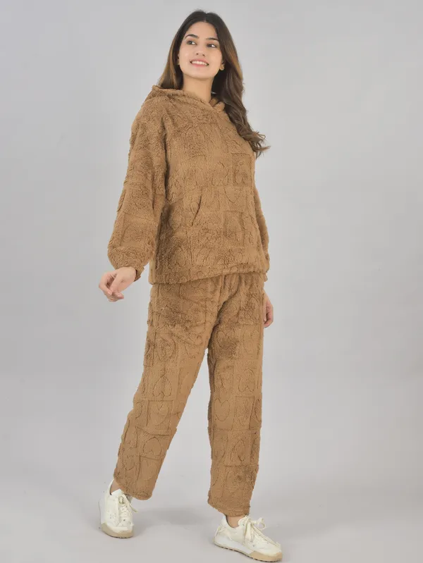 Brown_Winterwear_Night_Suit_With_Hoodie_For_Women