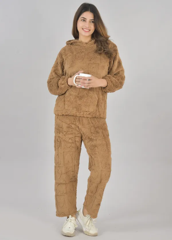 Brown_Winterwear_Night_Suit_With_Hoodie_For_Women