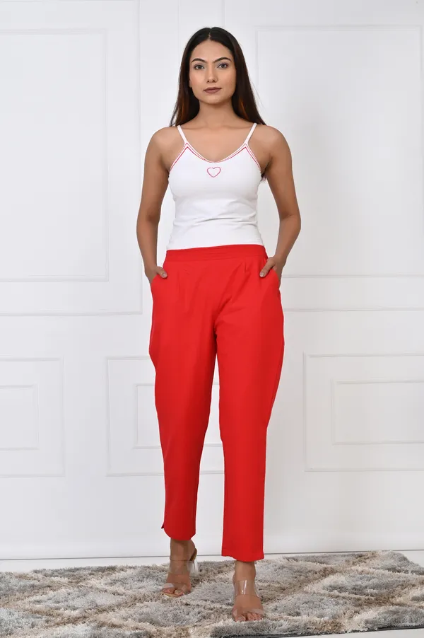 Red_Cotton_Pant_For_Women