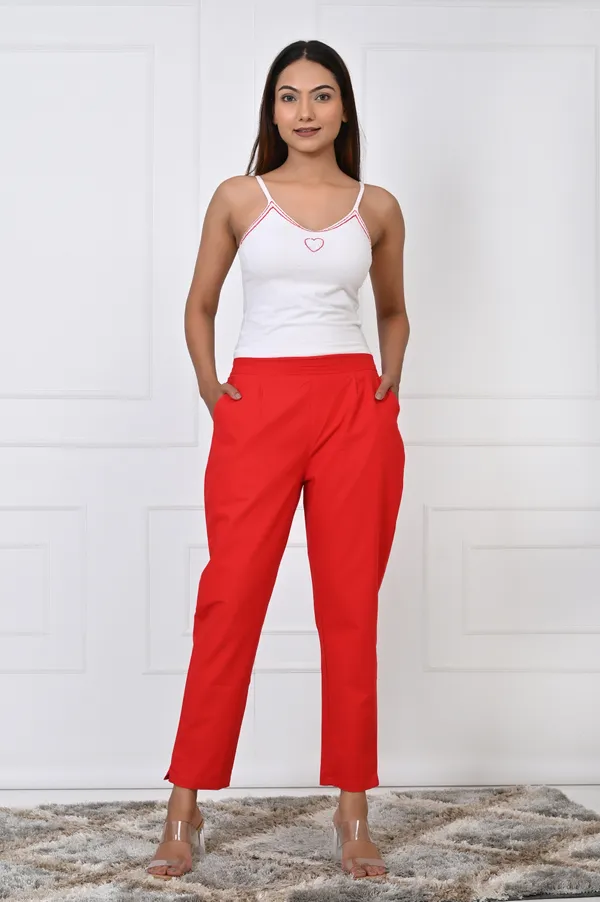 Red_Cotton_Pant_For_Women