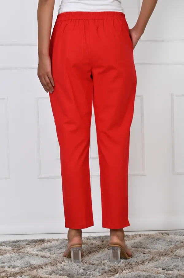Red_Cotton_Pant_For_Women
