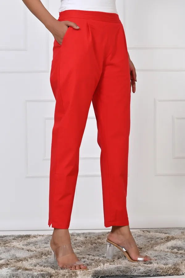 Red_Cotton_Pant_For_Women