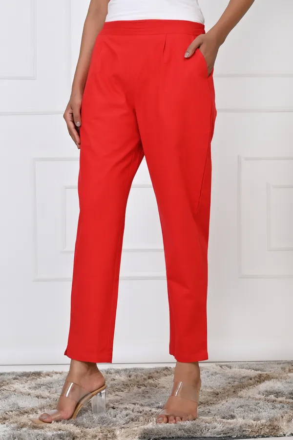 Red_Cotton_Pant_For_Women