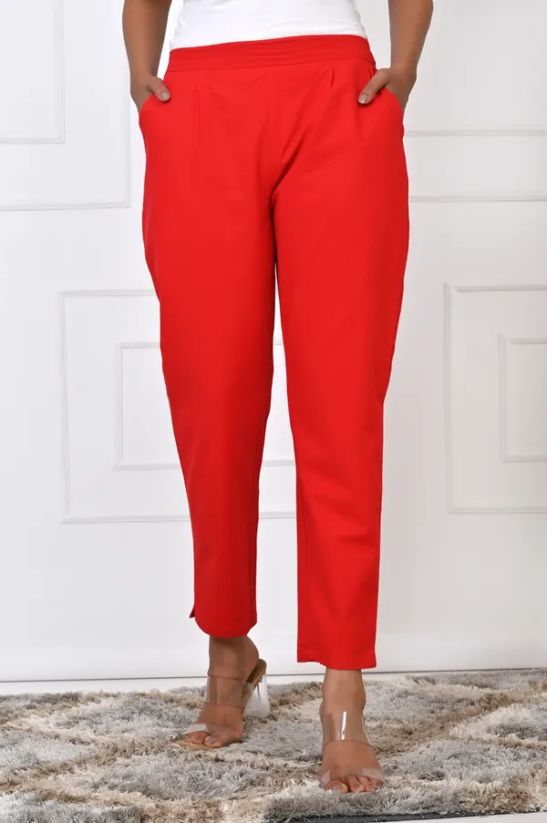 Red_Cotton_Pant_For_Women