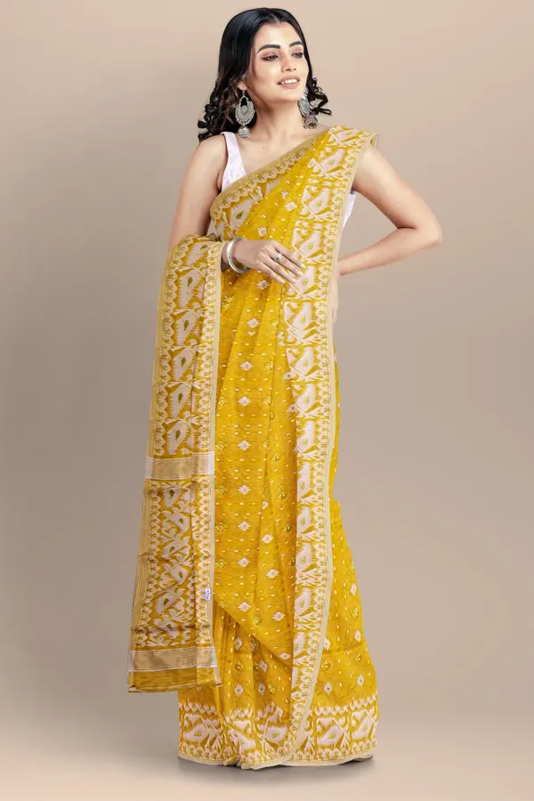 Yellow_Resham_Cotton_Jamdani_Saree_For_Women_Mariam