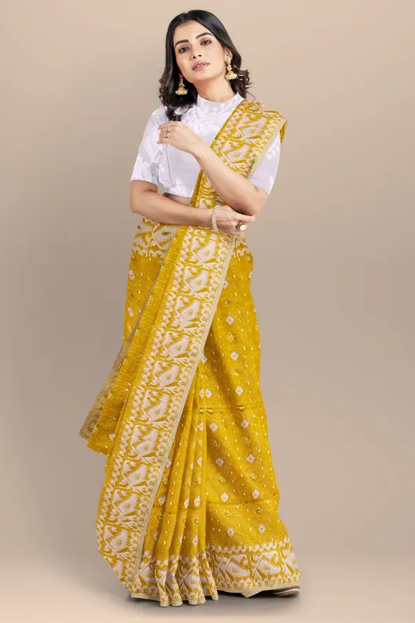 Yellow_Resham_Cotton_Jamdani_Saree_For_Women_Mariam