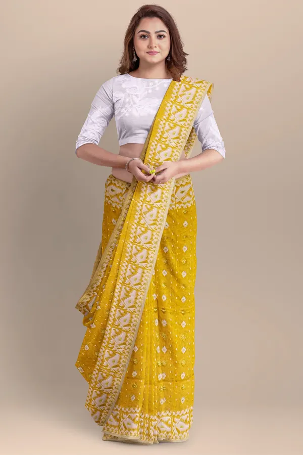 Yellow_Resham_Cotton_Jamdani_Saree_For_Women_Mariam