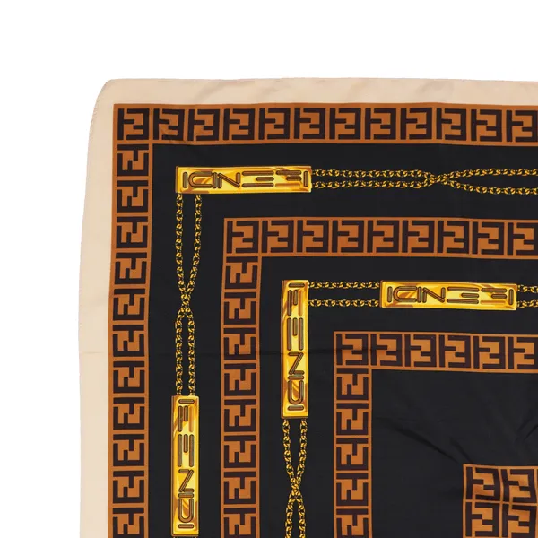 Calixto_Luxury_Silk_Square_Scarf_for_Women_–_Black_&_Gold_Geometric_Pattern_with_Chain_Print_–_Elegant_Designer-Inspired_Fashion_Accessory