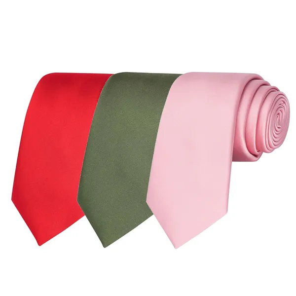 Calixto_Solid_Design_Men's_Blood_Red,Green,Pink_Solid_Color_Necktie_For_Men's_,_Polyster_Smooth_Fabric_Necktie_(Pack_Of_3)