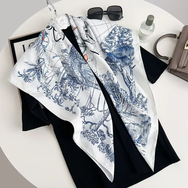 Calixto_Luxury_Silk_Square_Scarf_for_Women_–_Elegant_Black_and_White_Animal_Print_with_Giraffe_Design_–_Soft_Neck_Wrap,_Headscarf,_Bandana,_35"x35"