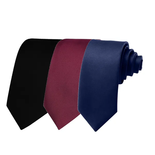 Calixto_Solid_Design_Men's_Black,Wine,Blue_Solid_Color_Necktie_For_Men's_,_Polyster_Smooth_Fabric_Necktie_(Pack_Of_3)