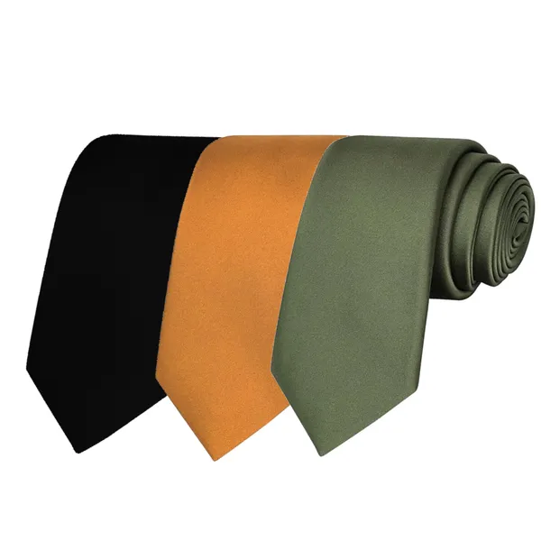 Calixto_Solid_Design_Men's_Black,Mustard,Grey_Solid_Color_Necktie_For_Men's_,_Polyster_Smooth_Fabric_Necktie_(Pack_Of_3)