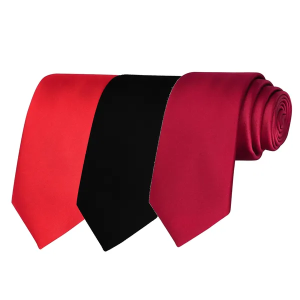 Calixto_Solid_Design_Men's_Blood_Red,Black,Maroon_Solid_Color_Necktie_For_Men's_,_Polyster_Smooth_Fabric_Necktie_(Pack_Of_3)
