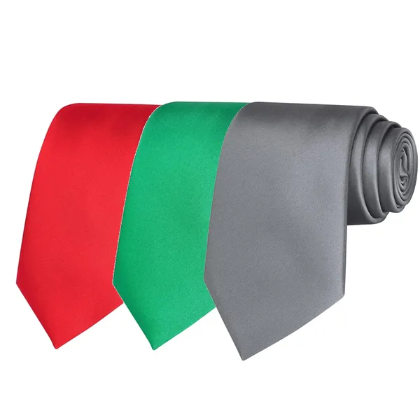 Calixto_Solid_Design_Men's_Blood_Red,Bottle_Green,_Grey_Solid_Color_Necktie_For_Men's_,_Polyster_Smooth_Fabric_Necktie_(Pack_Of_3)