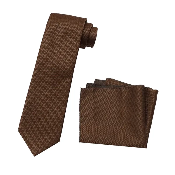 Brown_Men_Micro_Silk_Smooth_Fabric_Criss_Cross_Design_Neck_Tie_&_Pocket_Square_With_Leatherite_Gift_Box