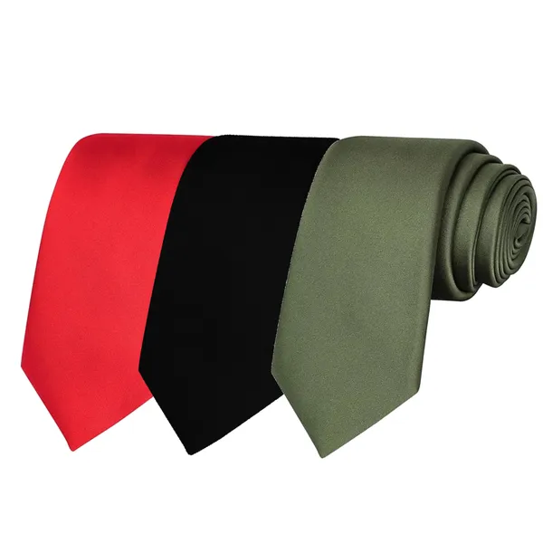 Calixto_Solid_Design_Men's_Blood_Red,Black,Green_Solid_Color_Necktie_For_Men's_,_Polyster_Smooth_Fabric_Necktie_(Pack_Of_3)