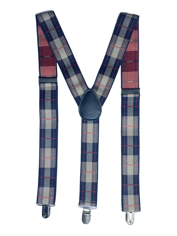 Mens_Adjustable_Elastic_Suspenders_with_Red_and_Navy_Plaid_Pattern__Classic_Y-Back_Braces_with_Heavy-Duty_Metal_Clips__Durable_Stretch_Fabric_for_Formal,_Wedding,_Party,_Business,_and_Casual_Outfits_(Checkered_Tartan_Design)