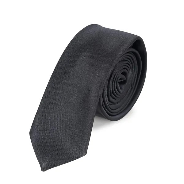 Black_Solid_Design,_Poly_Cotton_Smooth_Fabric,Slim_Neck_Tie