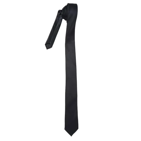 Black_Solid_Design,_Poly_Cotton_Smooth_Fabric,Slim_Neck_Tie