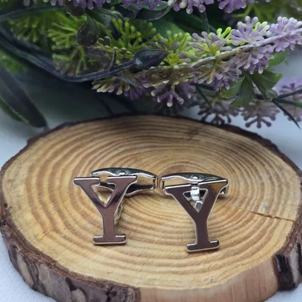 Y_Alphabet_Silver_Cufflinks_for_Men_|_Initial_Letter_�Y�_Personalized_Luxury_Cuff_Links_|_Premium_Polished_Metal_Shirt,_Coat_&_Blazer_Cufflinks_|_Wedding,_Office_|_Stylish_Gift_for_Men_|_Set_of_2