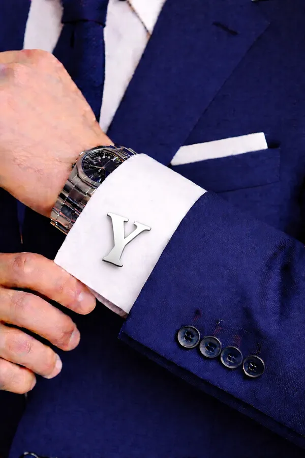 Y_Alphabet_Silver_Cufflinks_for_Men_|_Initial_Letter_�Y�_Personalized_Luxury_Cuff_Links_|_Premium_Polished_Metal_Shirt,_Coat_&_Blazer_Cufflinks_|_Wedding,_Office_|_Stylish_Gift_for_Men_|_Set_of_2