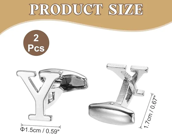 Y_Alphabet_Silver_Cufflinks_for_Men_|_Initial_Letter_�Y�_Personalized_Luxury_Cuff_Links_|_Premium_Polished_Metal_Shirt,_Coat_&_Blazer_Cufflinks_|_Wedding,_Office_|_Stylish_Gift_for_Men_|_Set_of_2