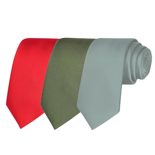 Calixto_Solid_Design_Men's_Blood_Red,Green,silver_Solid_Color_Necktie_For_Men's_,_Polyster_Smooth_Fabric_Necktie_(Pack_Of_3)