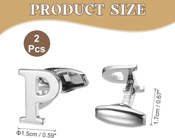 P_Alphabet_Silver_Cufflinks_for_Men_|_Initial_Letter_�P�_Personalized_Luxury_Cuff_Links_|_Premium_Polished_Metal_Shirt,_Coat_&_Blazer_Cufflinks_|_Wedding,_Office_|_Stylish_Gift_for_Men_|_Set_of_2
