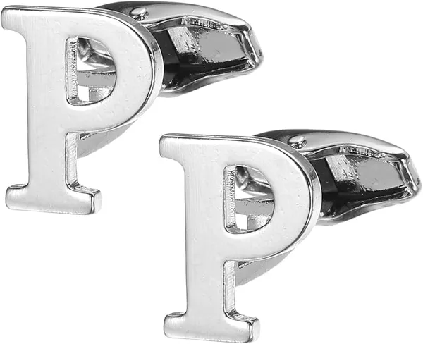 P_Alphabet_Silver_Cufflinks_for_Men_|_Initial_Letter_�P�_Personalized_Luxury_Cuff_Links_|_Premium_Polished_Metal_Shirt,_Coat_&_Blazer_Cufflinks_|_Wedding,_Office_|_Stylish_Gift_for_Men_|_Set_of_2