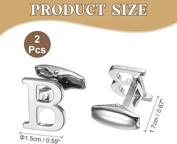 B_Alphabet_Silver_Cufflinks_for_Men_|_Initial_Letter_�B�_Personalized_Luxury_Cuff_Links_|_Premium_Polished_Metal_Shirt,_Coat_&_Blazer_Cufflinks_|_Wedding,_Office_|_Stylish_Gift_for_Men_|_Set_of_2