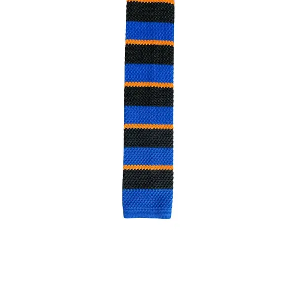 Blue_Black_With_Orange_Thin_Stripes_Men'S_Knitted_Tie,_Roomy_Narrow_Skinny_Slim_&_Trending_Designer_Necktie