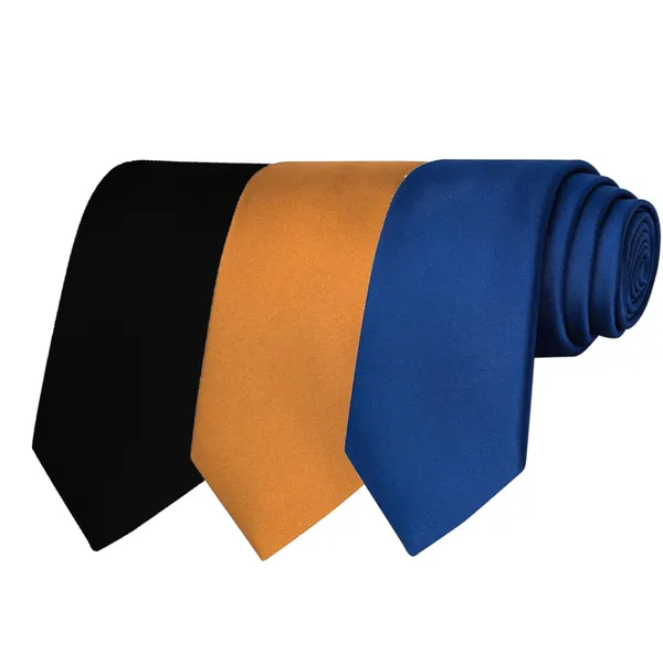 Calixto_Solid_Design_Men's_Black,Mustard,Blue_Solid_Color_Necktie_For_Men's_,_Polyster_Smooth_Fabric_Necktie_(Pack_Of_3)