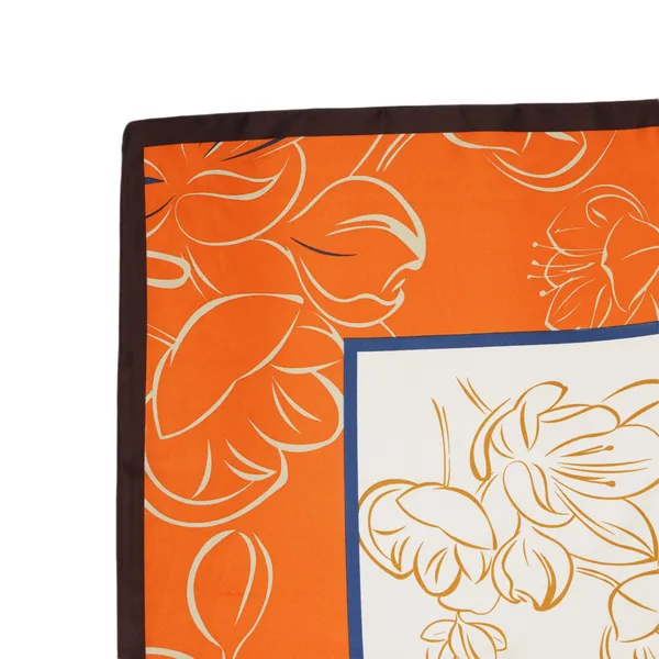 Calixto_Luxury_Silk_Satin_Scarf_for_Women_–_Elegant_Floral_Print_Square_Neck_Scarf,_Headscarf_&_Shawl,_35_x_35_Inches_(Orange_&_White)