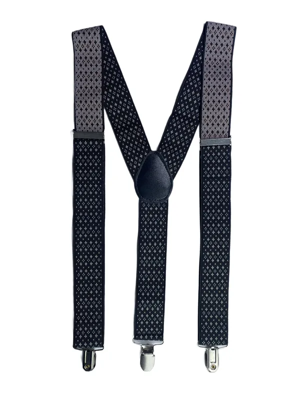 Mens_Suspenders__Black_with_Small_Geometric_Pattern,_Adjustable_Y-Back_Style_with_Elastic_Straps_&_Heavy-Duty_Clips,_Classic_Fashion_Accessory_for_Weddings,_Suits,_Business_&_Casual_Outfits