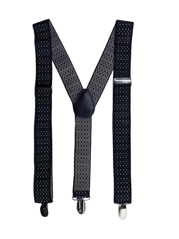 Mens_Suspenders__Black_with_Small_Geometric_Pattern,_Adjustable_Y-Back_Style_with_Elastic_Straps_&_Heavy-Duty_Clips,_Classic_Fashion_Accessory_for_Weddings,_Suits,_Business_&_Casual_Outfits